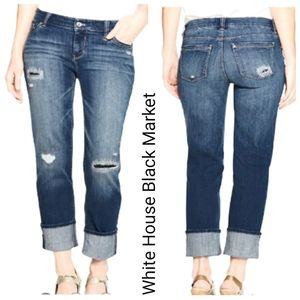 White House Black Market Straight Crop Medium Wash Jeans